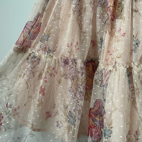 Zara Women's Pink Floral Lace Strapless Mini Dress M - Picture 3 of 4